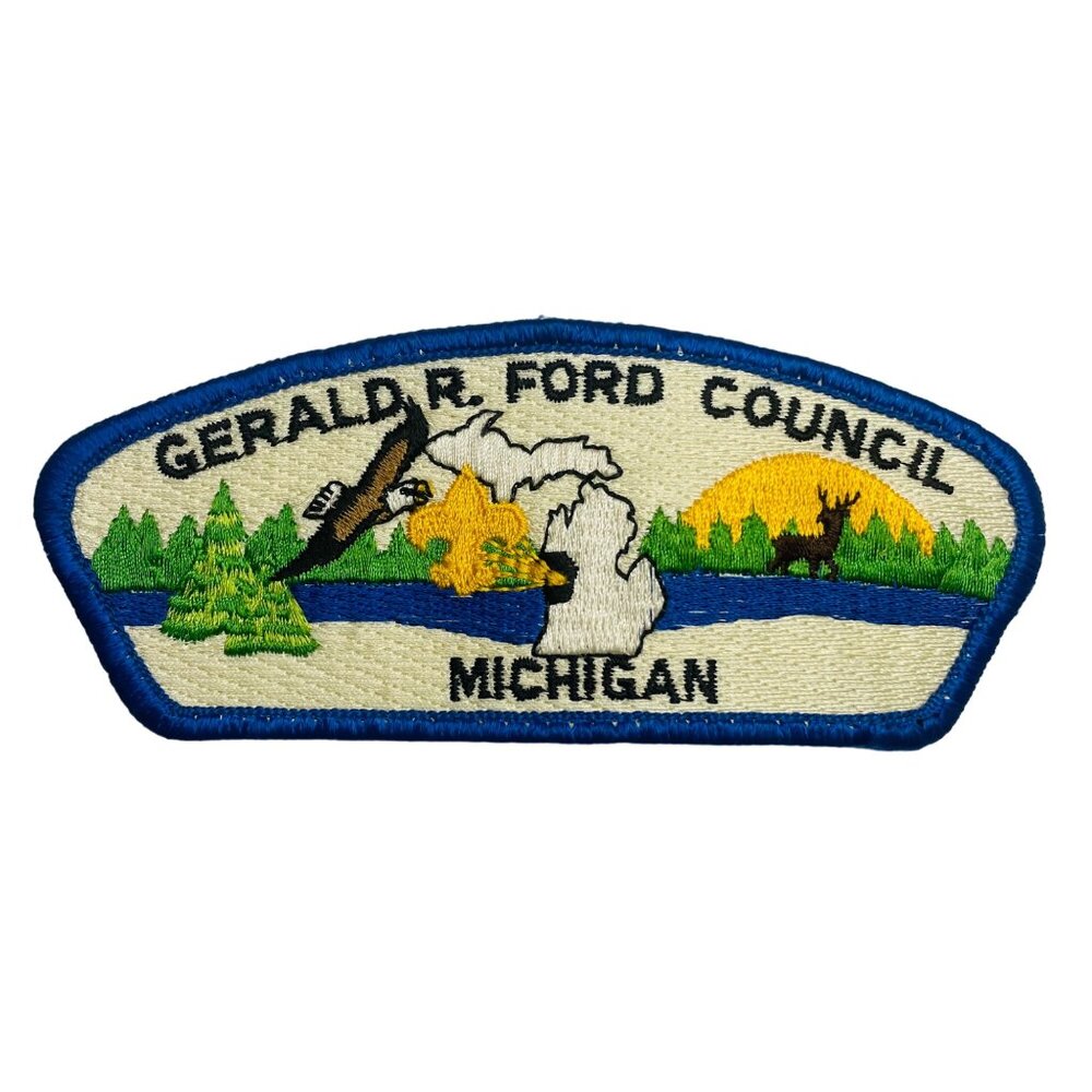 Boy Scouts Gerald R. Ford Council Michigan Patch State Forest Eagle Sew On